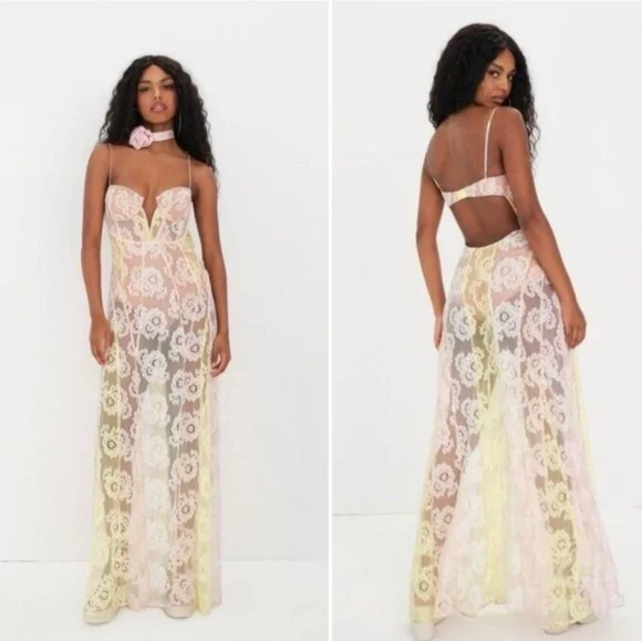 For Love & Lemons Lemonade Bustier Plunge Gown for Your Honeymoon! - Picture 6 of 7